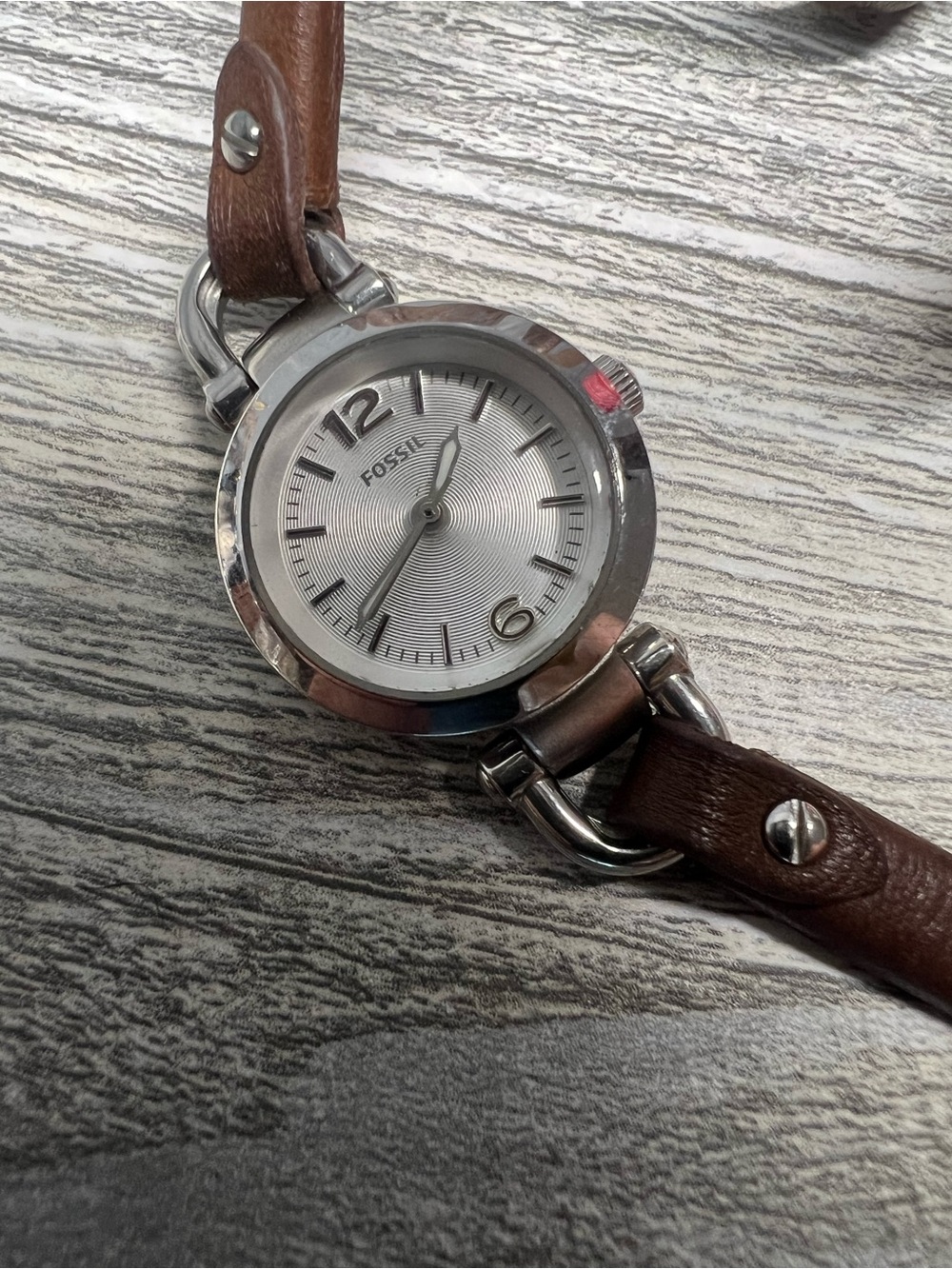 Fossil Brown Leather Strap Silver Dial Women's Watch